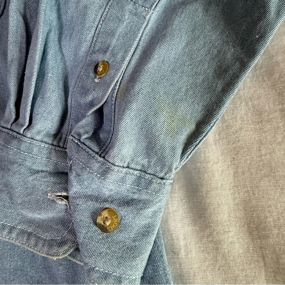 Allsport Denim Jean Shirt Size Large Longsleeve Women Snowman Applique Teacher - Picture 2 of 10